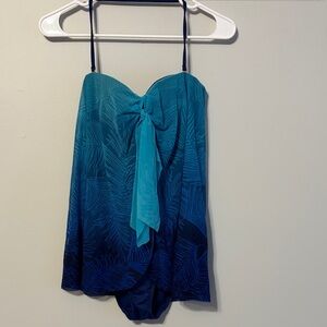 Ralph Lauren navy Ombre One-Piece Swimsuit with print over cover. Size 8. NWT